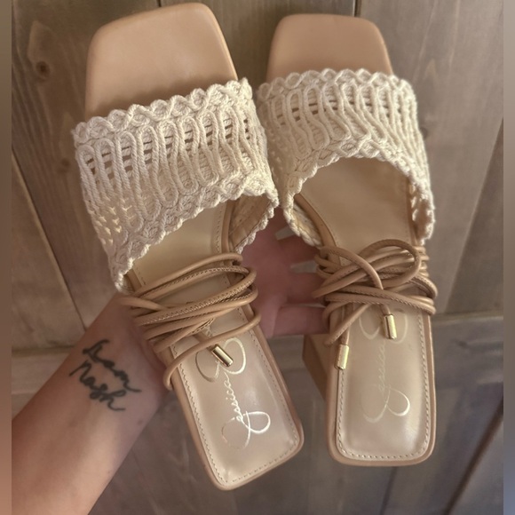 Jessica Simpson Beige Woven Lace-up Sandals - Picture 2 of 7